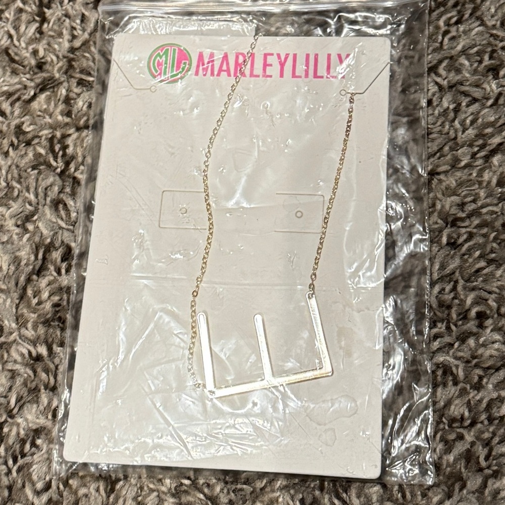 Sideways ‘E’ Initial Silver Necklace